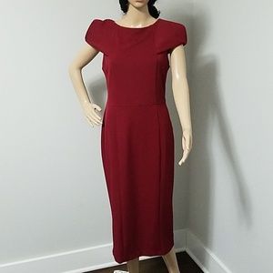Burgandy Cap sleeve midi dress